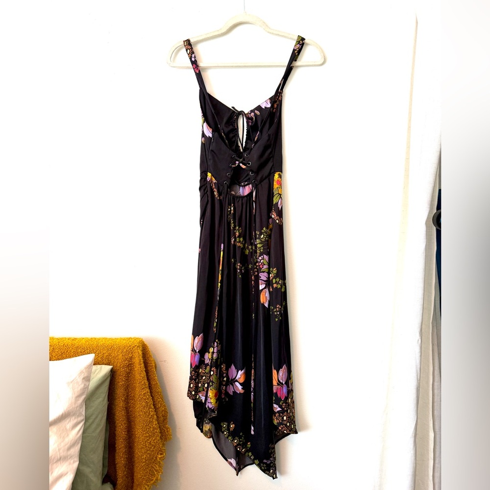 Urban Outfitters Black Floral Asymmetrical Slip Dress - Picture 8 of 8